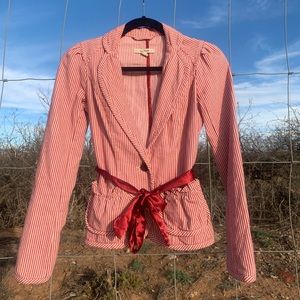 Free people red pinstriped jacket!